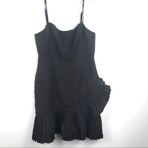 Here Comes The Sun Black Accordion Ruffle Tank Dress